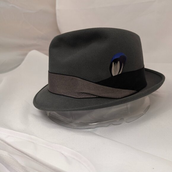 Gently Worn Mallory Fifth Ave Gray Fur Felt Fedora Hat - Size 7 - Picture 1 of 9